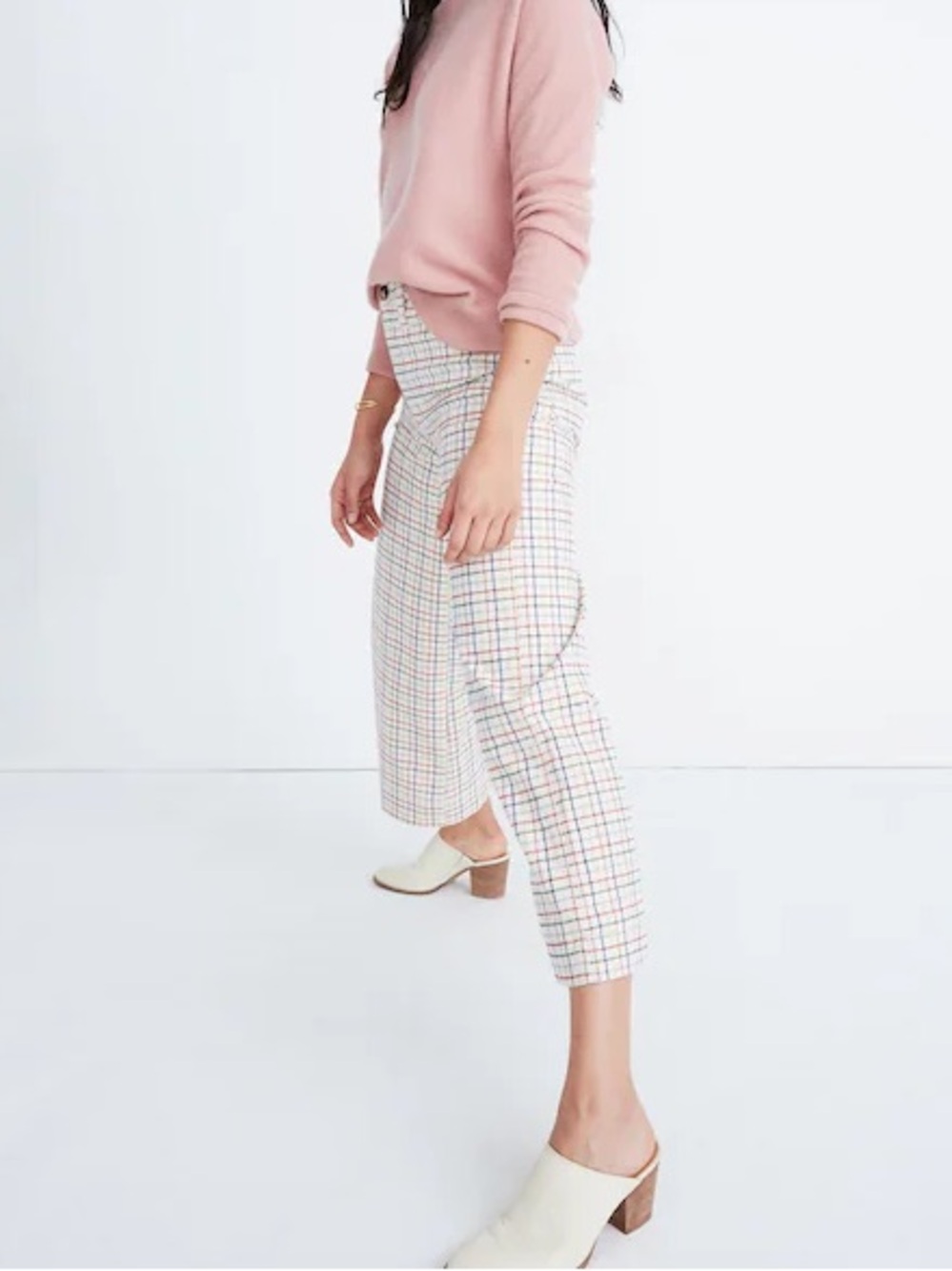 Madewell Emmett Wide-Leg Crop Pants Rainbow Windowpane Size 26 High Waist K2415